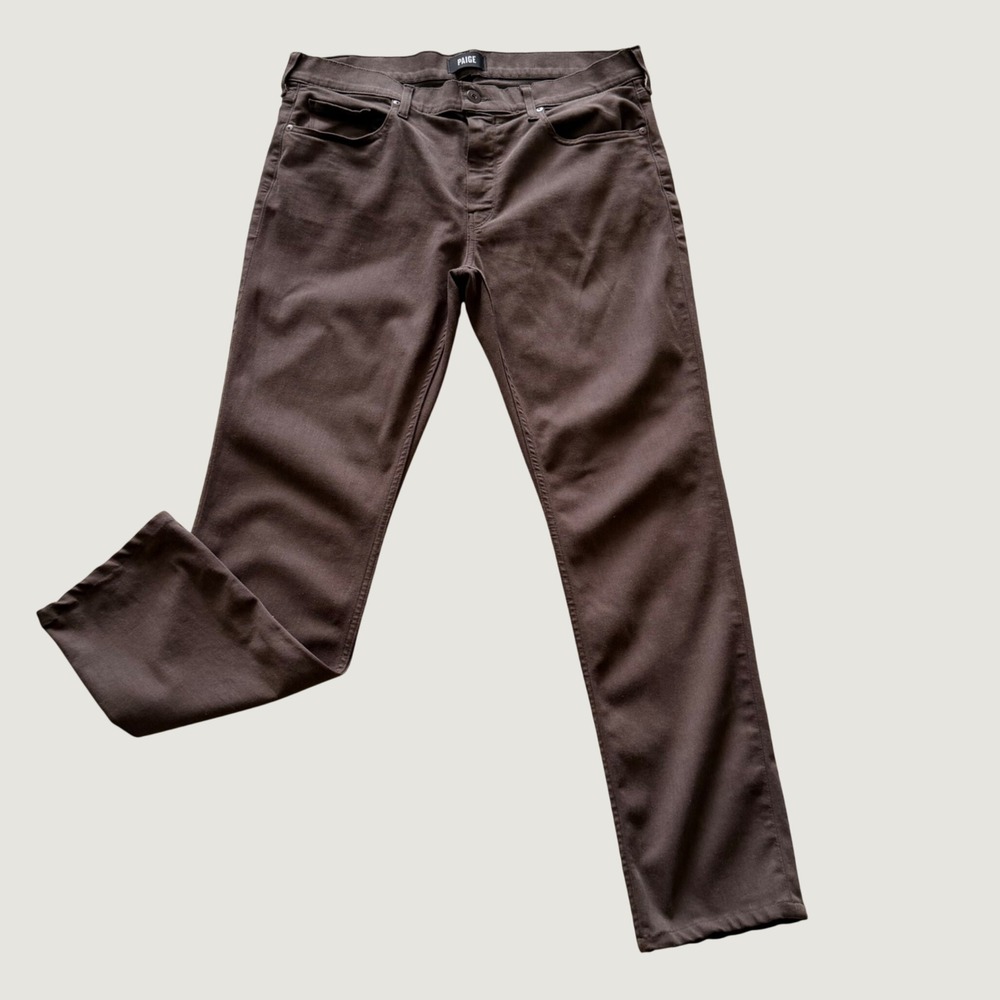 Paige Lennox Mens Slim Fit Brown Transcend Stretch Pants Size 36